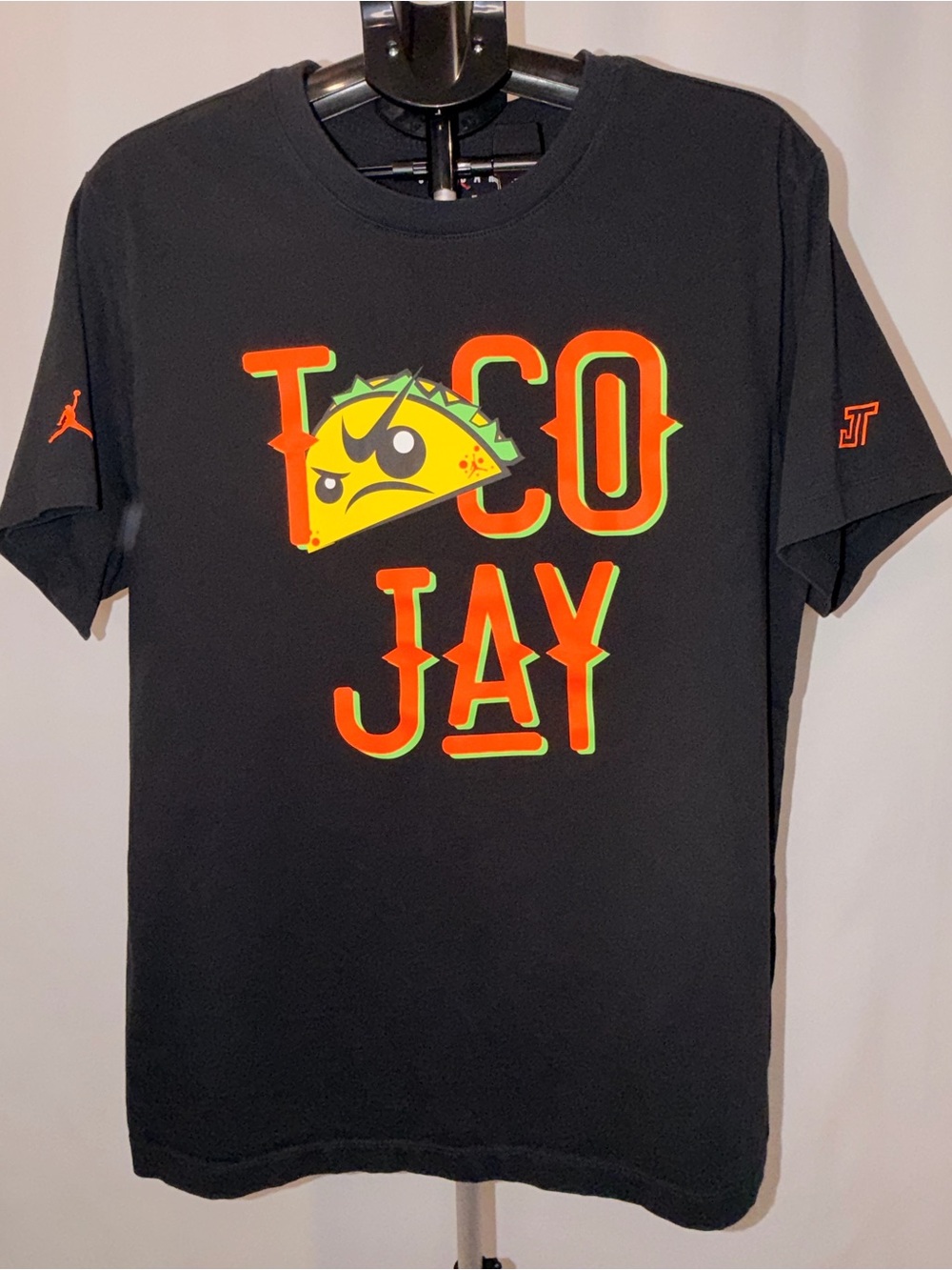 Jayson Tatum Jordan "Taco Jay" Graphic Tee - Black with Neon Taco Print XL